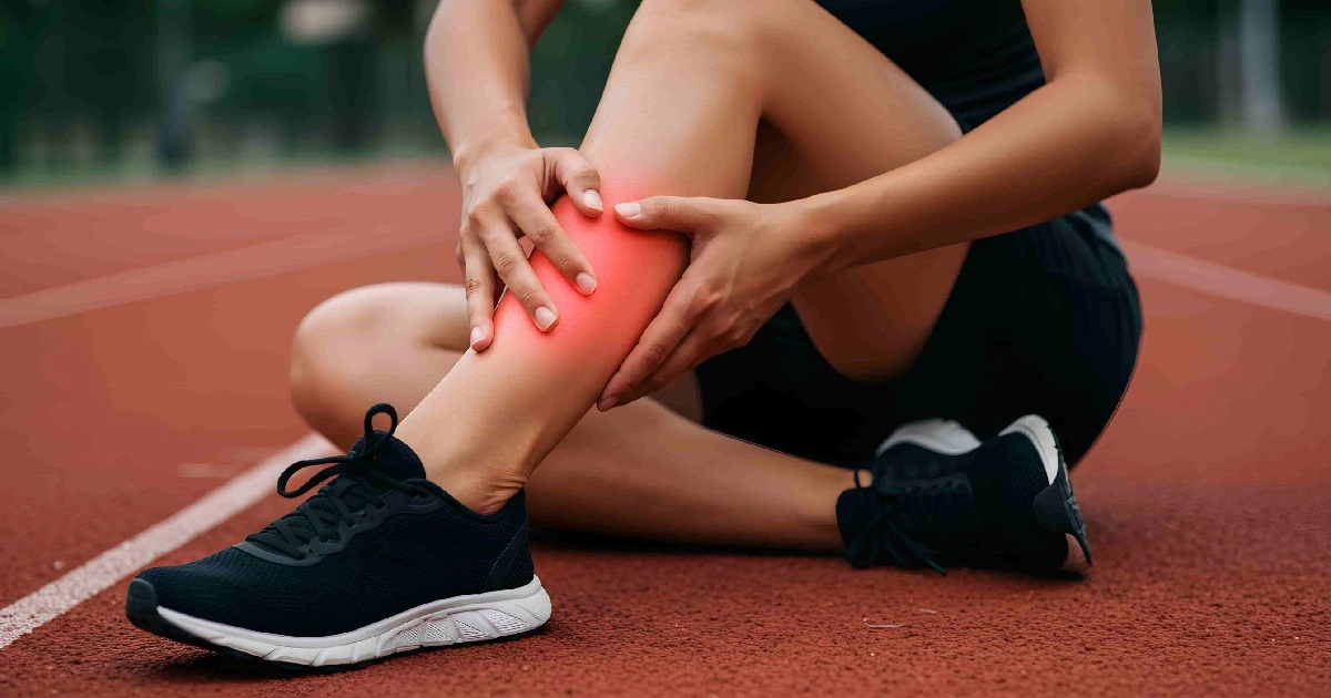 Athlete with pain in the lower leg highlighting the need for Target Cryotherapy in Katy TX to support faster recovery and pain relief.